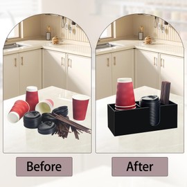 Beitiny Coffee Cup Holder for Countertop, Acrylic Coffee Bar Accessories and Organizer, Black Coffee Station Organizer Farmhouse Table Decor