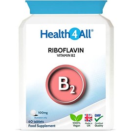 Vitamin B2 Riboflavin 100mg 60 Tablets . Migraine Support, Stress and Energy. Vegan. Made by Health4All
