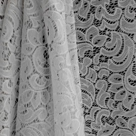 Spitze elastisch 145cm breit ab 1m Spitzenstoff Stoff Oeko-Tex Meterware 8 Farben, Farbe:weiß