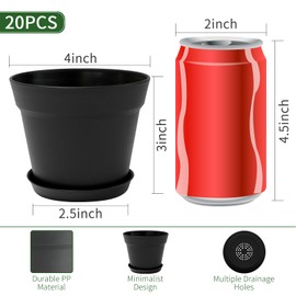 GARDIFE GARDIFE 20 Pack 4 inch Plant pots, planters for Indoor Plants, Flower pots, Black