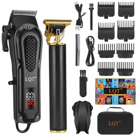 LQT® Men's Professional Hair Clippers Kit，Cordless & Corded Barber Clippers Set，Grooming Rechargeable Beard Trimmer with Adjustable Blade