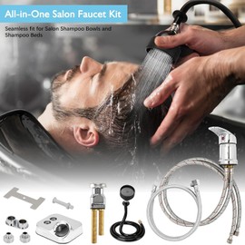 LukLoy All-in-One Salon Shampoo Bowl Faucet Vacuum Breaker Kit, Complete Set Salon Sink Parts for Salon Shampoo Bowl and Bed, 1/4" Nut Beauty Salon hose and sprayer for Barber Shop Spa Center