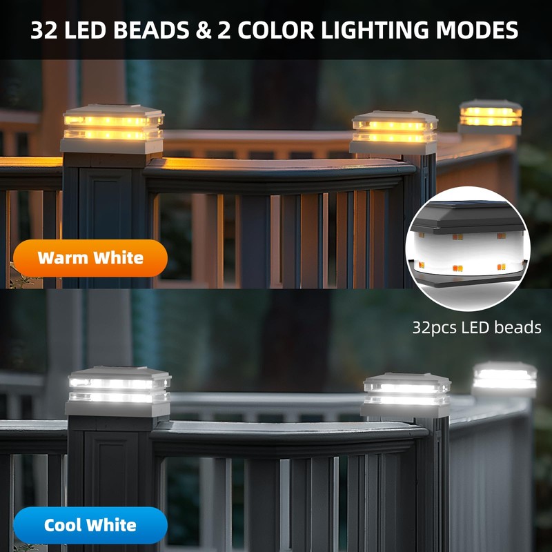 EXCMARK 4x4 Solar Post Cap Lights, Fence Deck Post Lights