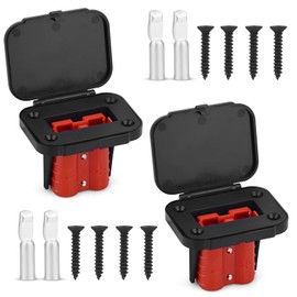 ZEHGCH 2PCS 12-36V Battery Quick Connect/Disconnect Electrical Connector Plug Kit with Flush Mount Dust Cover (Red,50A 6AWG)