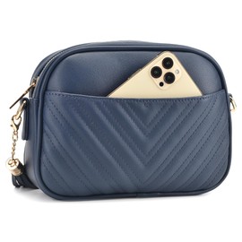 Lola Mae - Bolso bandolera acolchado, diseño moderno, Azul marino, Small