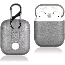 Unbranded New ABS Leather Case Cover w/Carabiner Clip SILVER For AirPod AirPods 1 2