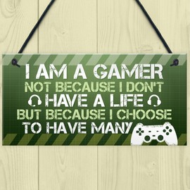 RED OCEAN Funny Gamer Gifts Novelty Gaming Sign For Boys Bedroom Games Room Gaming For Son Brother