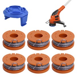 Gobesty Strimmer Spool, Compatible with Macallister MGTP 18 Li Trimmer Line, WX150 Spool and Line Replacement for Strimmer Wire (6 Spools + 1Cover)