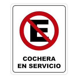 Genérico Monsterprint Señalamiento Letrero Cochera en Servicio, 20x25 cm. Impresión HD directa en estireno con tintas UV. Incluye cinta doble cara industrial, listo para instalar.