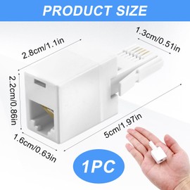 BT Telephone Line Adapter RJ11 Socket Female Jack to BT Male Plug BT to Rj11 6P4C 4 Wire Converter for UK Landline Phone Cord Home & Office Fax Modem Extender, White