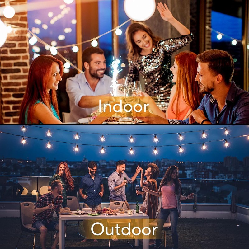 60FT Outdoor String Lights Waterproof, Bright 2700K LED Patio Lights