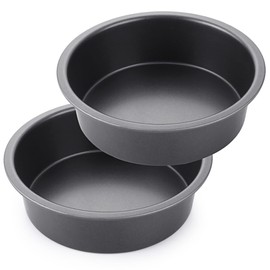 HONGBAKE HONGBAKE Round Cake Pan Set for Baking, 8 Inch, Nonstick Deeper Circle Cake Pans with Wider Grips, 2 Pieces Layer Cake Tin, Cheesecake Mold, Huty Duty, Dishwasher Safe - Grey