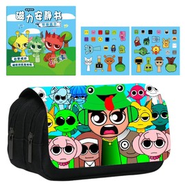 KryfxToy Cartoon Game Pencil Case, Sp-runki Pencil Pouch, Cartoon Stationery Pouch with DIY Book Toy, Suitable for School Office Adult Boys Girls, Birthday Gift