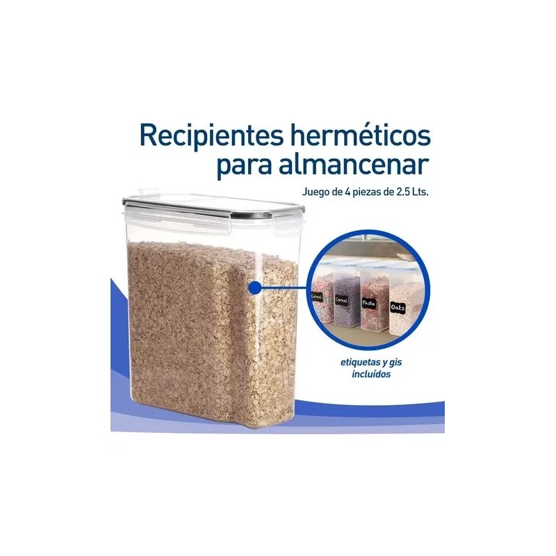 Bluelander Juego De 8 Recipientes Herméticos De Plástico Para Cereales