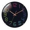 WT 7410 Technoline Wall Clock Modern Colourful Numbers Black