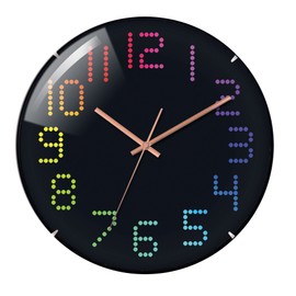 WT 7410 Technoline Wall Clock Modern Colourful Numbers Black