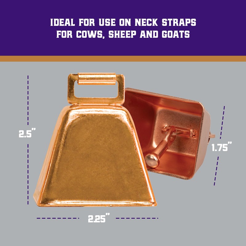 Weaver Livestock Copper-Plated Small Cow Bell, Robust Herd Tracking Loud