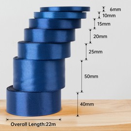 Fyshird Satin Ribbon Blue 40 mm x 22 m Gift Ribbon Wide Dark Blue Ribbon Wedding Polyester Navy Ribbons for Crafts Decorative Ribbon for Balloons Gift Packaging Birthday DIY