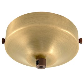 ElekTek 100mm Diameter Curved Ceiling Rose with Strap Bracket and Cord Grip Ideal for Pendant Vintage Filament Bulbs Antique Brass