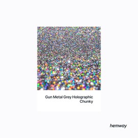 Hemway Biodegradable Ultra Sparkle Glitter Eco Friendly 100g / 3.5oz - Bio Vegan Cosmetic Safe for Craft Face Hair Nail Festival Makeup - Chunky (1/40" 0.025" 0.6mm) - Gun Metal Grey Holographic