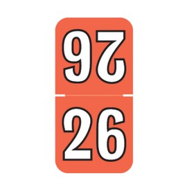 2026 Year Stickers, Doctor Stuff 2026 Chart Stickers, Red/Black Color Coded, 1-1/2" high x 3/4" Wide Colwell Jewel Tone Style, USA Made Year Labels for Top Tab File Folders, 500/Roll, 1 Roll