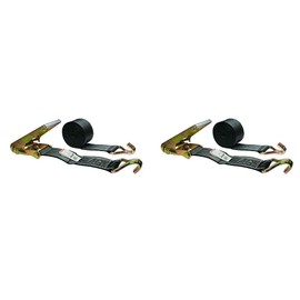 US Cargo Control 4 Inch x 30 Foot BlackLine Ratchet Strap with Wire Hooks 2 Pack