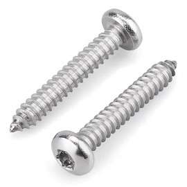 #12 x 1-1/4" Pan Torx Head Self Tapping Screws for Wood, 304 Stainless Steel 18-8, Full Thread, Torx Drive Head Sheet Metal Tek Screws, 50 pcs