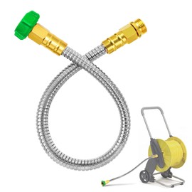 Male to Female Leader Hose for Hoses Reel - 2ft Leakproof Kink Free Short Garden Hose, Heavy Duty 304 Stainless Steel Flexible Water Pipe for Outdoor Garden Watering Car Pet Cleaning