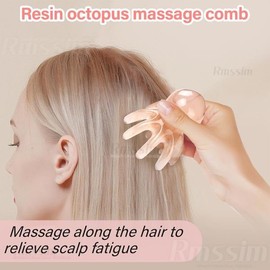 레진 문어 마사지 빗 두피 경락 브러시 침술 스파 괄사 피로 완화 [03 2 Pcs Gray] Resin Octopus Massage Comb Scalp Meridian Brush Acupuncture Spa Guasha Fatigue Relief [03 2 Pcs Gray]