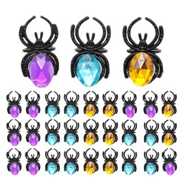 Spider Rings, Colorful Kids Spider Rings with Gem | Gothic Ring Set, Realistic Small Fake Spiders, Spider Jewelry for Kids Costume Accessories