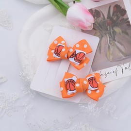 Basketball Bows Hair Clip Accessories for Women Girls Basketball Bow Hair Clips Slides for Thick Fine Hair Polka Dot Hair Bow Hair Clips for Girls Women Sport Hair Barrettes for Basketball Lover 2pcs