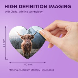 1x Heart MDF Magnet 6cm - Horned Highland Cattle Cow Farm - Fridge Locker Office Whiteboard Toolbox #63166