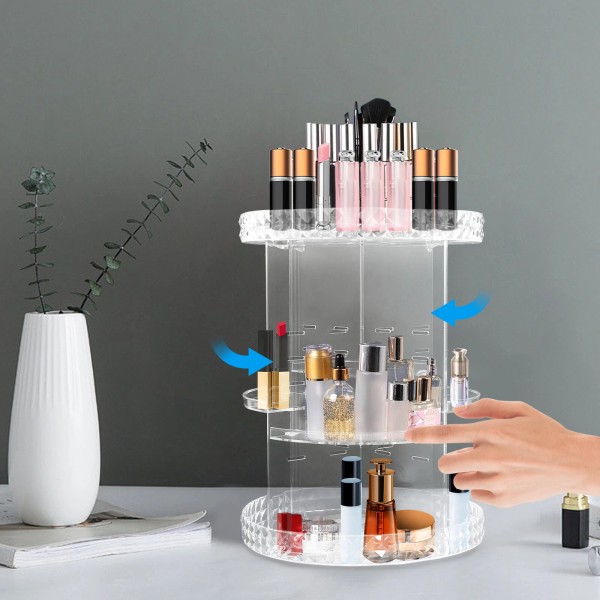 TBvechi Round Frame Makeup Storage Box - 4 Trays with