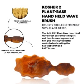 Kosher Wave Brush 100% Natural Plant Durable Quality Strong Bristles Detangling for Curly, Coarse, Rough, Wavy And All Types Hair detangler Afro Textured for Wet/Dry/Long Thick Hair