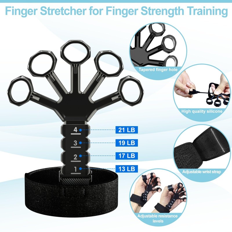 ALMAH Hand Trainer Training Set (5 Pack) Finger Trainer Grip