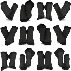 Vintage Dress Socks for Men 10-13 Low Cut Ankle No Show Socks 12 Pairs Gift for Him (Black)