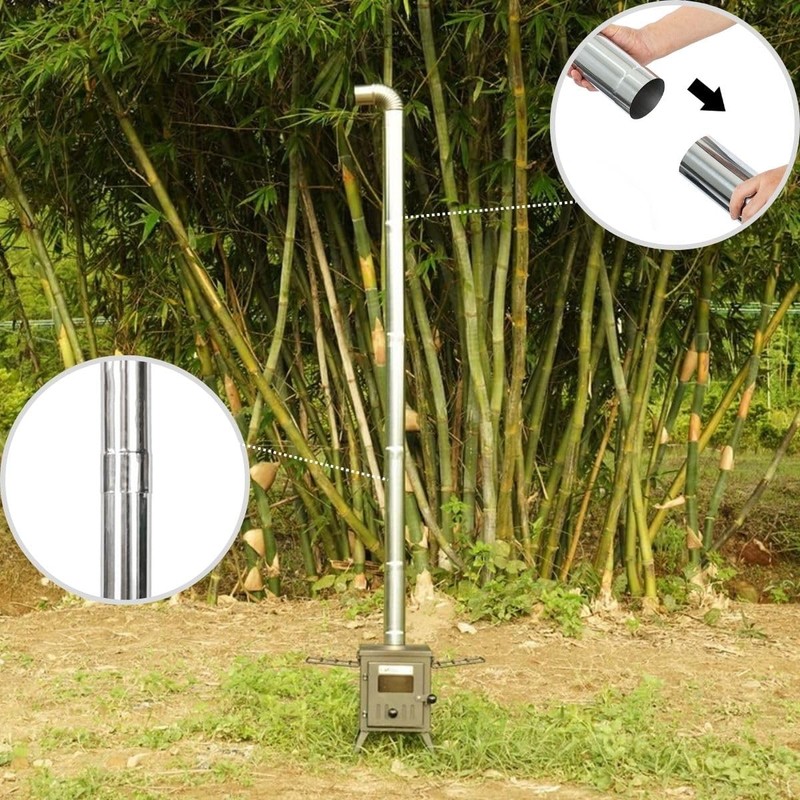 SoloWilder Wood Stove Pipe 2.36" Flue Extension Stainless Steel 14.17in