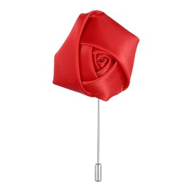 Satin Rose Lapel Pins for Gentleman, Red Boutonniere Pins, Flower Lapel Pin for Party Business Wedding Suit