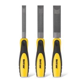 HURRICANE 3 Pieces Combination Wood Chisel & Wood Rasp File Set, Wood Chuck, Coarse Wood Rasp Chisel, With Metal Striking End Cap, Includes: 1/2 inch, 3/4 inch, 1 inch Width
