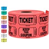 Tacticai 500 Raffle Tickets, Red (1 of 8 Colors), Double