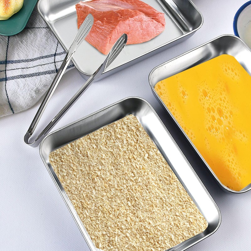 Aemygo Set of 3 Breading Pans, Stainless Steel Breading Tray
