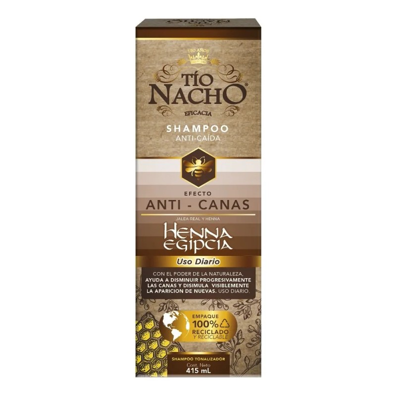 Shampoo Tío Nacho Efecto Anti-canas Henna Egipcia Con 415ml