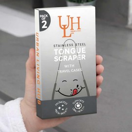 Raspador de lengua, limpiador de lengua, raspador de lengua de acero inoxidable, limpiador de lengua de metal para adultos Reduce el mal aliento Cuidado de la higiene bucal