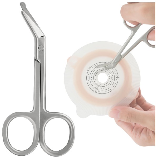 KONWEDA Ostomy Scissors Curved Blunt Tips, Small Scissors for Colostomy Bag and Wafer, One Pair Scissors