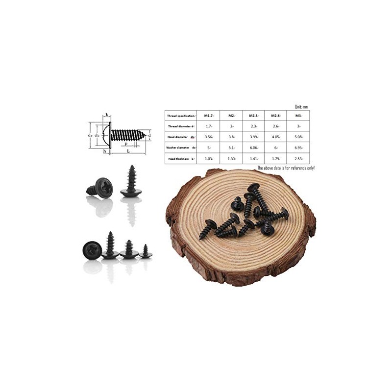 LBY 1000pcs M2.3 M2.6 Truss Head Self-Tapping Screws, Wafer and