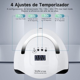 Lámpara para Uñas 57 UV LED, Secadores de Uñas 220W, Lampara para Uñas Gelish con Temporizadores, Sensor Automático, para Uñas de Gelish y Semipermanentes en Hogar y Salón (SUN X7 MAX Últimos Modelos)