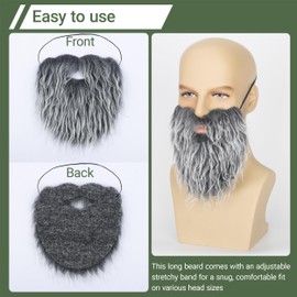 Cosela Grey Full Fake Mustache for Men Classic Fake Beard Costume Facial Hair for Cosplay Party