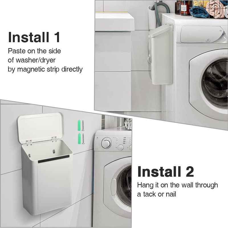 Picowe Magnetic Laundry Storage, Large Metal Lint Holder Bin with