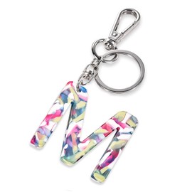 Junyuerly Initial a key chain letter j keychains silver key ring woman girls for car key accessories (Colorful M)