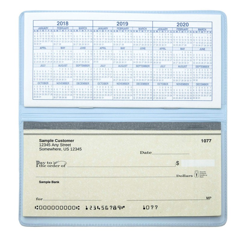 Baby Blue Vinyl Checkbook Cover, Top Tear Personal Vinyl Checkbook